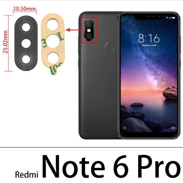 Скло камери для Xiaomi Redmi Note 6 Pro (M1806E7TG, M1806E7TH, M1806E7TI) 10x25 мм, чорне