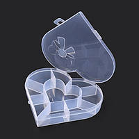 Контейнер для Бисера и Бусин, Пластик, Прозрачный, Сердце, Размер: Контейнер для Бисера Пластик, Прозрачный