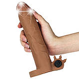 Подовжуюча насадка на член з вібрацією Pleasure X-Tender Vibrating Penis Sleeve Add 3" Brown, фото 3