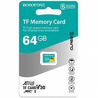 Карта пам'яті Borofone MicroSD 64gb 10 Class (Зелений)