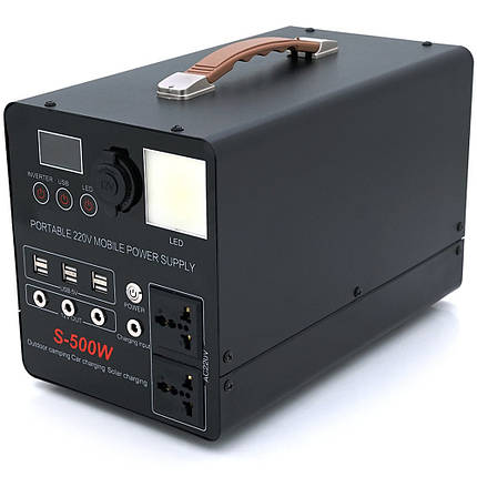Портативна зарядна станція Voltronic S-500W з розеткою 220В ліхтариком акумулятор для дому 500W 40000 mAh, фото 1