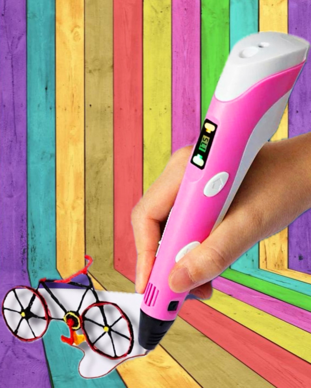 3D ручка MyRiwel Pen 2 з LED дисплеїм art Дитяча 3д ручка для малювання MyRiwel 2 рожева