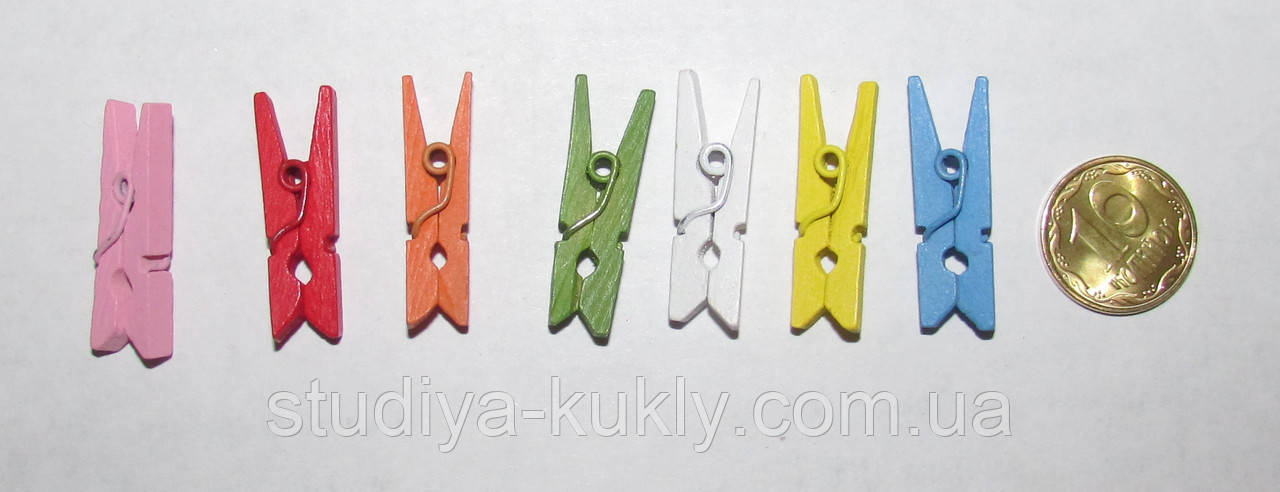 Набір "Прищіпка декоративна міні, веселка" довжина 2.5 см. Сім штук., фото 1