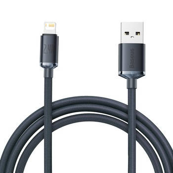 Кабель Baseus Crystal Shine Series Fast Charging Data Cable USB to iP 2.4A 2m, Black (CAJY000101)