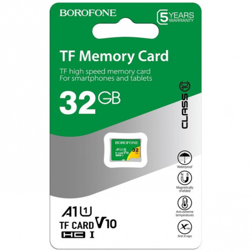 Карта пам'яті Borofone MicroSD 32gb 10 Class (Зелений)