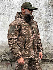 Куртка тепла зимова чоловіча водонепроникна камуфляжна Soft Shell Піксель, фото 3