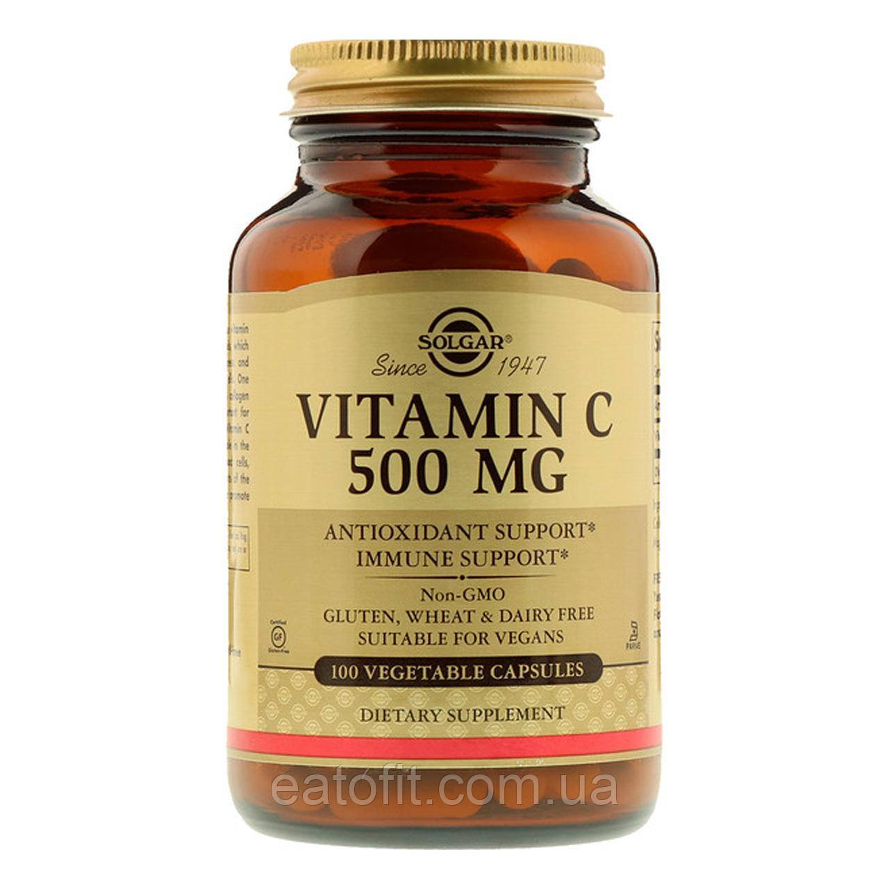 Вітамін С (Vitamin C) 500 мг 100 капсул SOL-03260