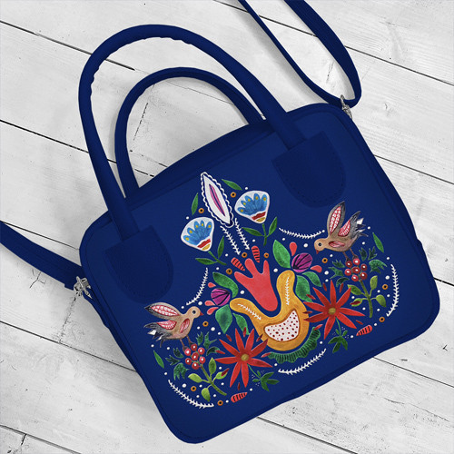 Сумка жіноча Kitto Птахи та квіти на синьому фоні 25x20x9 см (SKI_23S023_SI), фото 1