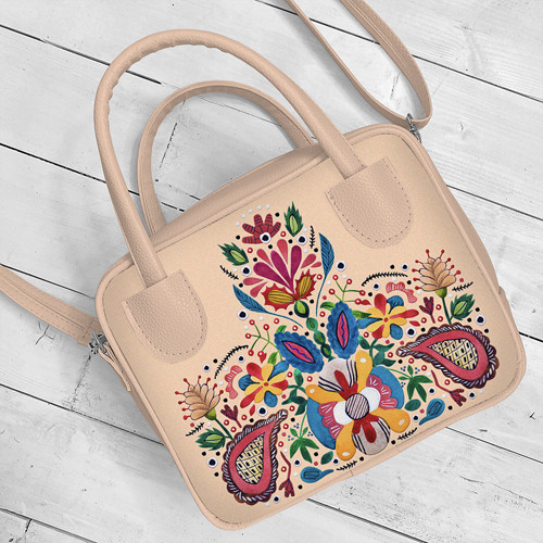 Сумка жіноча Kitto Чудо-квітка на пудровому фоні 25x20x9 см (SKI_23S020_PUD), фото 1