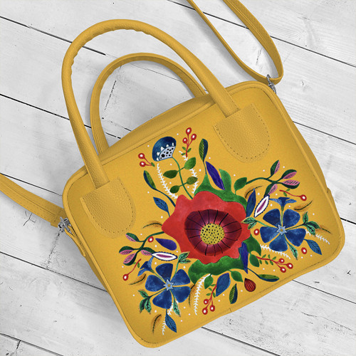 Сумка жіноча Kitto Квітка на жовтому фоні 25x20x9 см (SKI_23S014_ZHL), фото 1