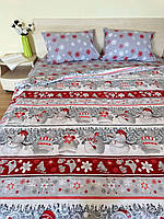 Двуспальное постельное белье Снеговики и снежинки