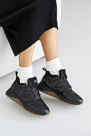 Женские кроссовки зимние кожаные черные, Жіночі кросівки зимові шкіряні на платформі чорні