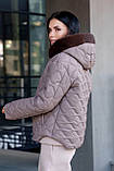 Жіноча зимова стьобана куртка Ембер, мокко, фото 2