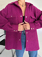 Женская теплая однотонная куртка рубашка букле р. 42 44 46 48 50 52