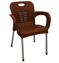 Стілець вуличний, садовий, пластиковий СДМ-Груп Венус коричневий на металевих ніжках