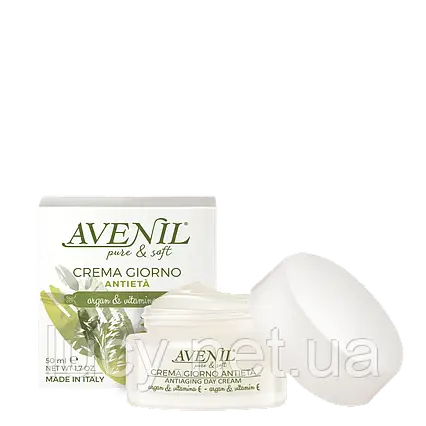 Денний антивіковий крем AVENIL PURE & SOFT з аргановою олією, вітаміном Е та вівсом