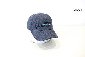 Бейсболка осіння сіра кашемірова на флісі з вишивкою Mersedes  00069