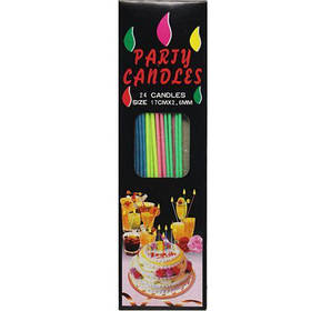 Свічки для торта "Неонові" довгі мікс, 9см (10шт) [tsi220975-TSI]