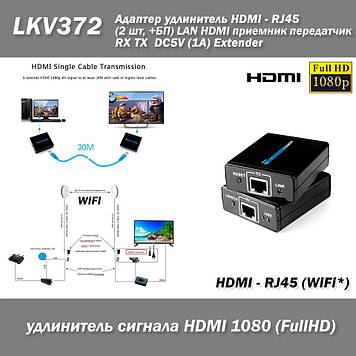 LKV372 HDMI активний подовжувач з БЖ по витій парі RJ45 UDP 40-50 м