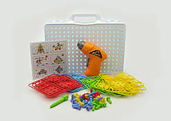 Конструктор мозаїка 661-322 у валізі, 106 деталей, шуруповерт на батарейках
