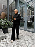 Чорний утеплений жіночий вільний костюм із двосторонньої ангори, фото 3