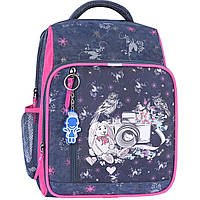 Школьный рюкзак ортопедической для девочек "Фотоаппарат" Bagland Школьник 8 л серый 210К (0012870)