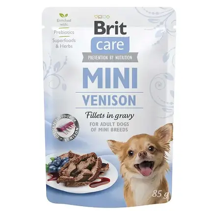 ТЕРМІН 04.2025!!! Вологий корм для собак Brit Care Mini pouch 85 g філе в соусі (дич), фото 1
