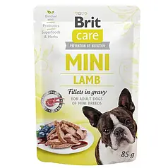 ТЕРМІН 05.2025!!!  Вологий корм для собак Brit Care Mini pouch 85 g філе в соусі (ягня)