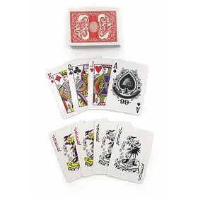 Карти гральні пластикове покриття червона сорочка (9х6, 5х1, 7 см)