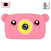 Детский цифровой фотоаппарат видеокамера мишка Teddy GM-24для фотографии Розовый. Фотоаппарат для детей
