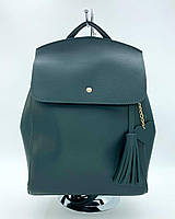 Женский городской рюкзак-сумка из экокожи «Сердце» зеленый с брелком в виде сердечка Welassie
