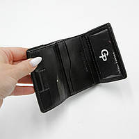Стильный небольшой кошелёк однотонный, черное портмоне из кожи, портмоне из натуральной кожи унисекс топ