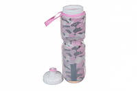 Бутылка удобная для води пластиковая розовая 685мл, спортивная удобная бутылка в школу топ