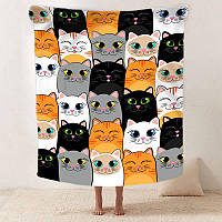 Плед Очаровательные котики качественное покрывало с 3D рисунком размер 160х200