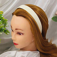 Обруч ручної роботи з еко-шкіри Бежевий 2,5см, Милий жіночий ободок на голову