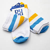 Носки патриотические белые, голубые/желтые полоски 43-46р, Красивые высокие носки топ