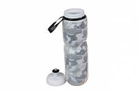 Бутылка для воды пластиковая серая 685мл, спортивная удобная бутылка в школу топ