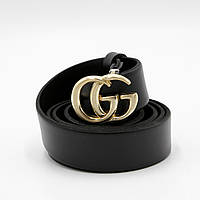 Женский брючный кожаный ремень Gucci Гуччи Золотая пряжка, брендовый женский ремень для брюк кожаный Гучи 3 см