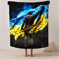 Плед патриотический Оберег Украины: Воин качественное покрывало с 3D рисунком размер 160х200