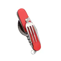 Красный складной мультитул для туризма: 6 в 1 - ложка вилка нож открывалка штопор в одном удобном AmmuNation