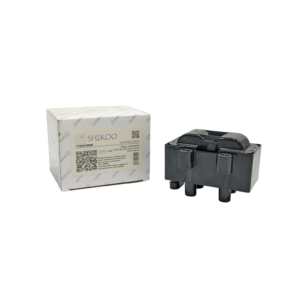 Котушка запалювання (модуль) Renault Logan, MCV, Sandero, Clio I-III, Kangoo, Megane I SHIKOO 7700274008