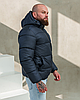 Якісна чоловіча куртка на зиму пуховики чоловічі зимові темно-сині пуховик із капюшоном кишенями теплі, фото 7