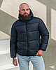 Якісна чоловіча куртка на зиму пуховики чоловічі зимові темно-сині пуховик із капюшоном кишенями теплі, фото 6