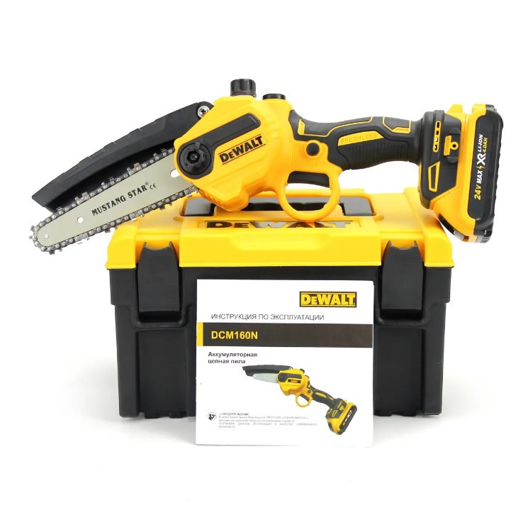 Акумуляторна мініпила DeWalt DCM160N (24V, 4AH, шина 15 см) з автоматичним змащенням ланцюга bs