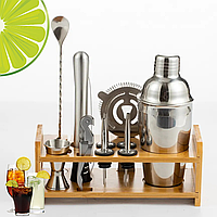 Подарочный набор для бара 11 предметов с подставкой, Барный набор, Набор бармена для приготовления коктейлей