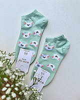 Шкарпетки жіночі Aura. Via короткі з принтом: "Котики зелені", 38 - 41 р.