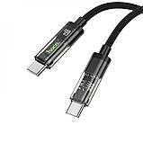 USB Hoco U116 Transparent 60W LED Indicator Type-C to Type-C 1.2m, фото 5