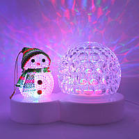 Диско шар светодиодный Снеговик на подставке Вращающаяся лампа Светомузыка Led Christmas Light RD5001 c