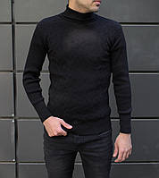 Чёрный мужской свитер с высоким воротом | Турция | 70% акрил + 30% шерсть XL