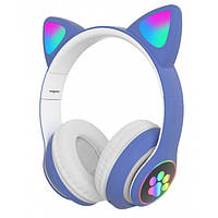 Бездротові навушники з вушками та підсвіткою MDR Cat VZV-23 M Сині